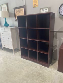 Large Modern cube storage shelving unit system dark brown