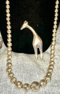 giraffe Sterling silver necklace and sterling silver giraffe