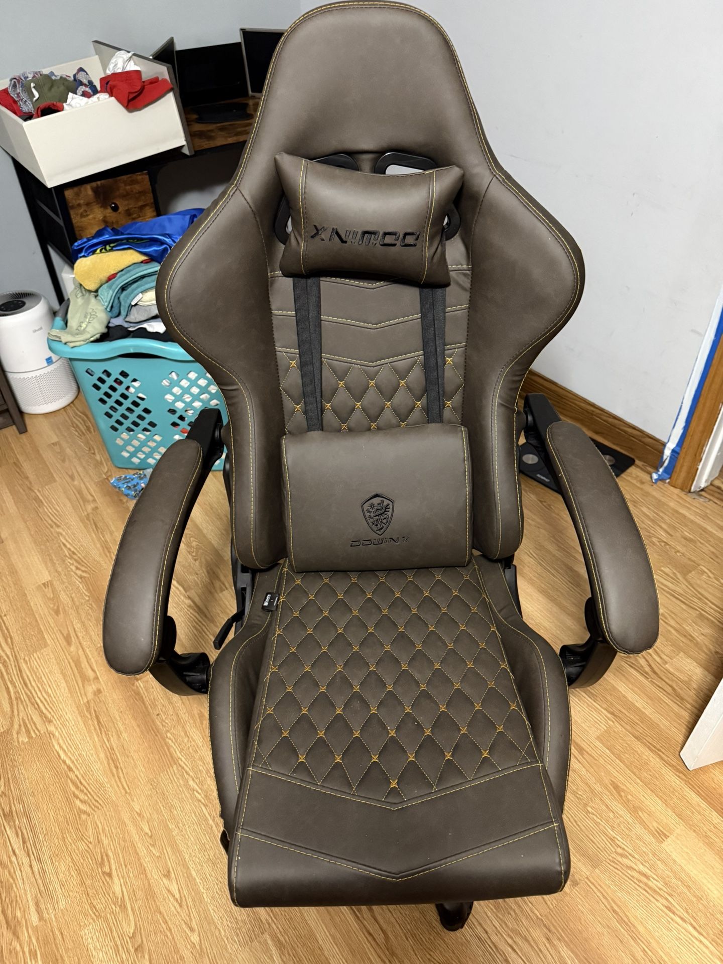 Dowinx Gaming Chair Big and Tall, Ergonomic Computer Chair with 4D Armrests and Footrest Massage Lumbar Support, High Back Comfortable Gamer Chair for