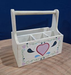Vintage hand-painted wooden Caddy 8.5"×5.5"