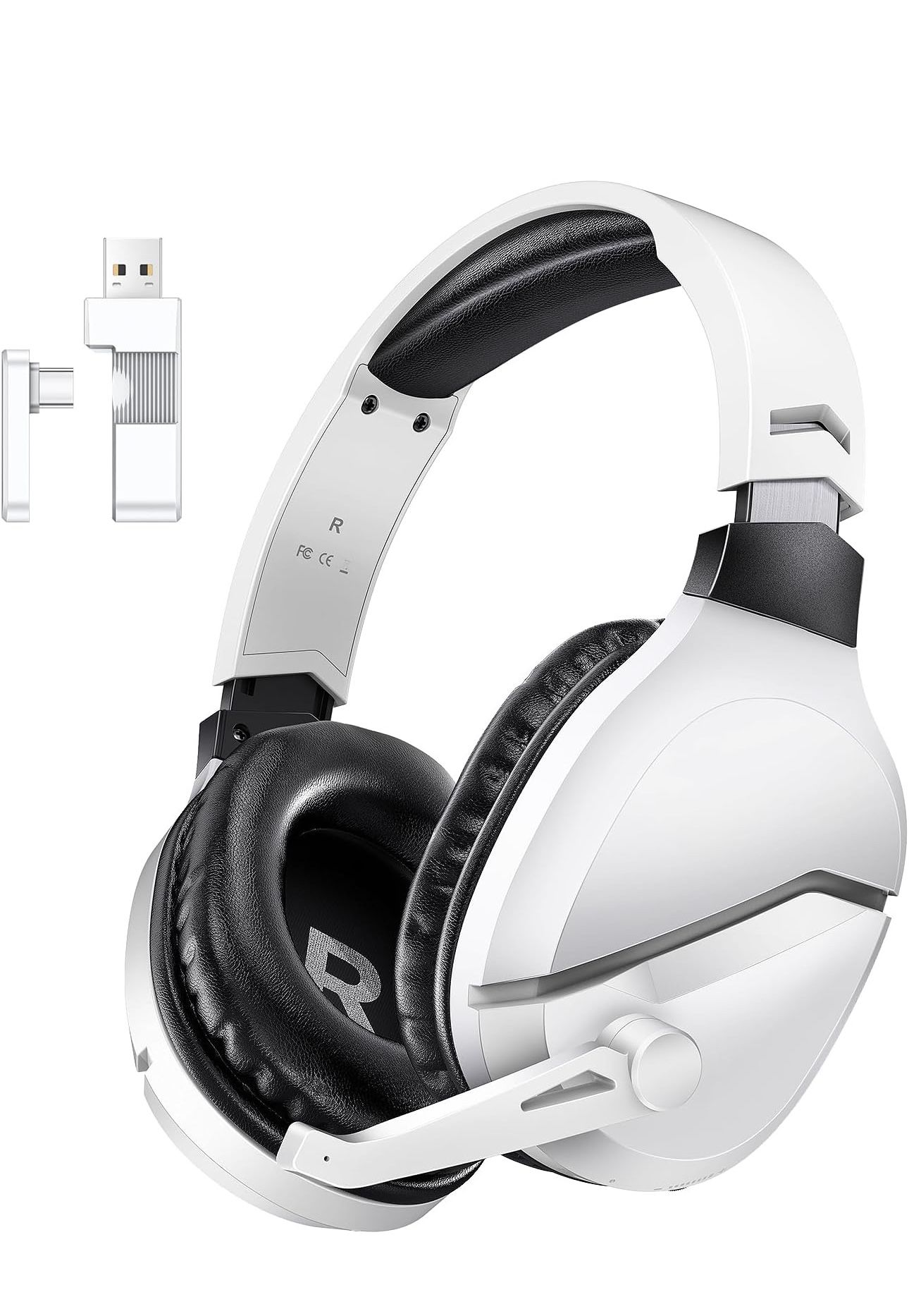 Wireless Gaming Headset with Noise Canceling Microphone for PS5, PC, PS4, 2.4G/Bluetooth Gaming Headphones with USB and Type-c Connector, Wired Mode f