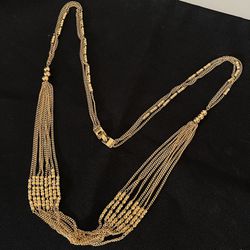 Vintage MONET X-Long Gold Tone Multi Chain Necklace，32”