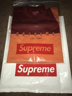 Supreme Split Logo S/S Top Size Medium Orange Fw18 New 100% Authentic W Receipt