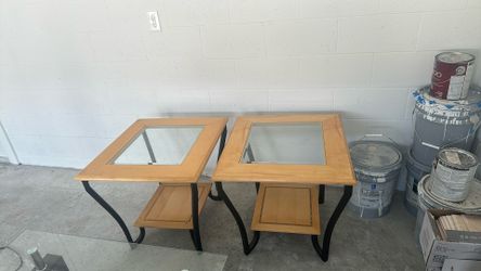 Glass Flower/Lamp Accent Tables