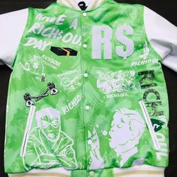 Me$$y print rich$oul varsity jacket size 2x $100 hmu 🔥✅‼️🙏✅