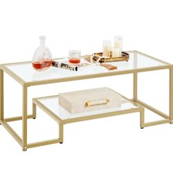 Gold glass coffee table