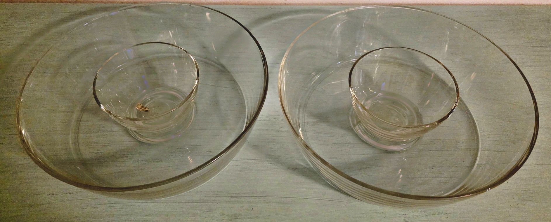 2 Glass Chip & Dip Bowls