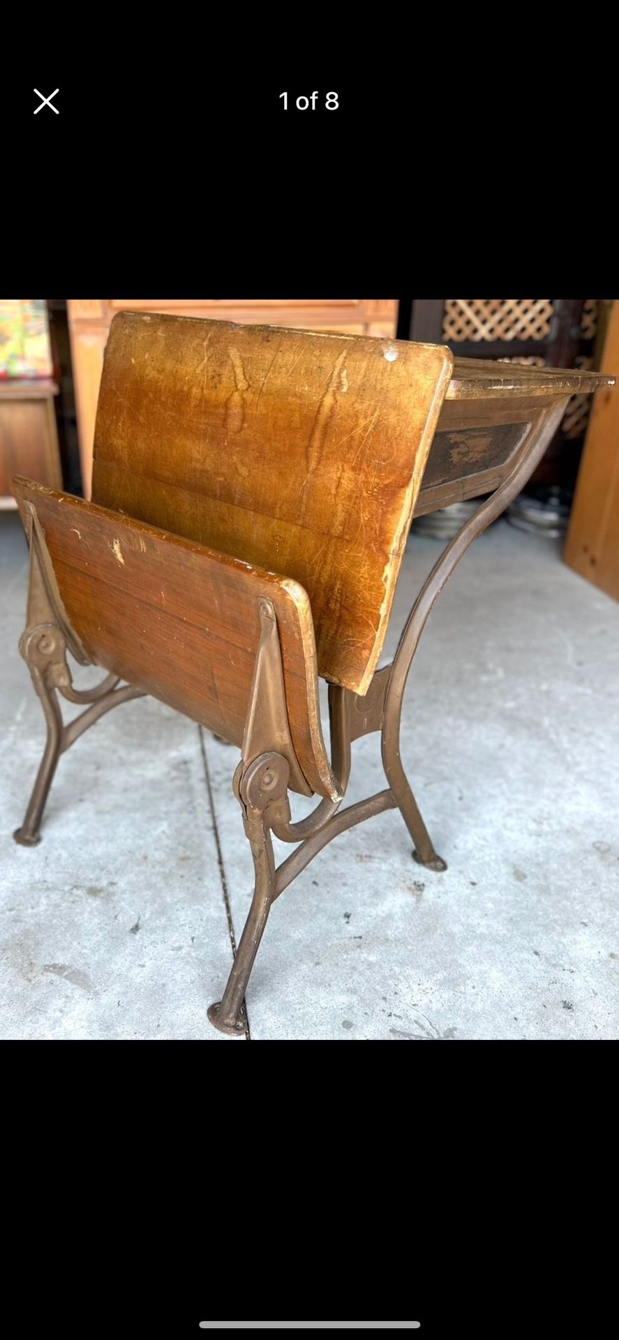 Circa 1920's School House Wood and Cast Iron Student Desk