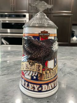 1998 Limited Edition Harley Davidson Beer Stein #12969/20000 w/Pewter Lid
