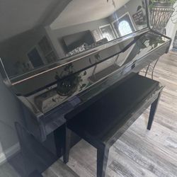 Beautiful Young Chang U109 Studio Upright Piano in Black High Gloss Finish with Matching Piano Bench