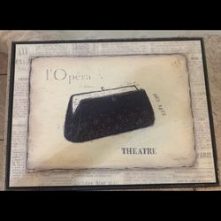 Framed Art Print titled "Opera Purse” created by artist Emily Adams. 17” x 13”