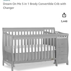 5 In 1 Gray Crib baby To Toddler