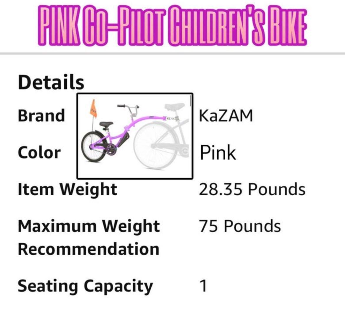 Co-Pilot Attachable Kids Bike ! In 🩷Pink 