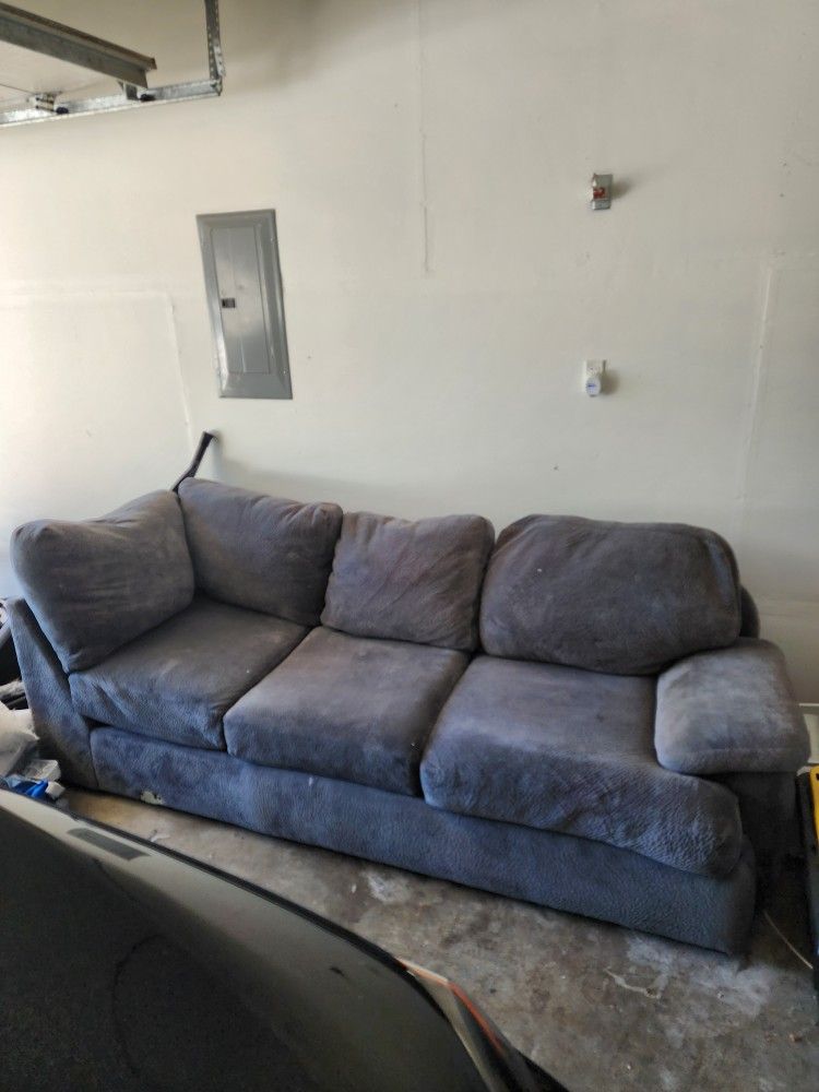 Gray Down and Feather Cushioned Couch