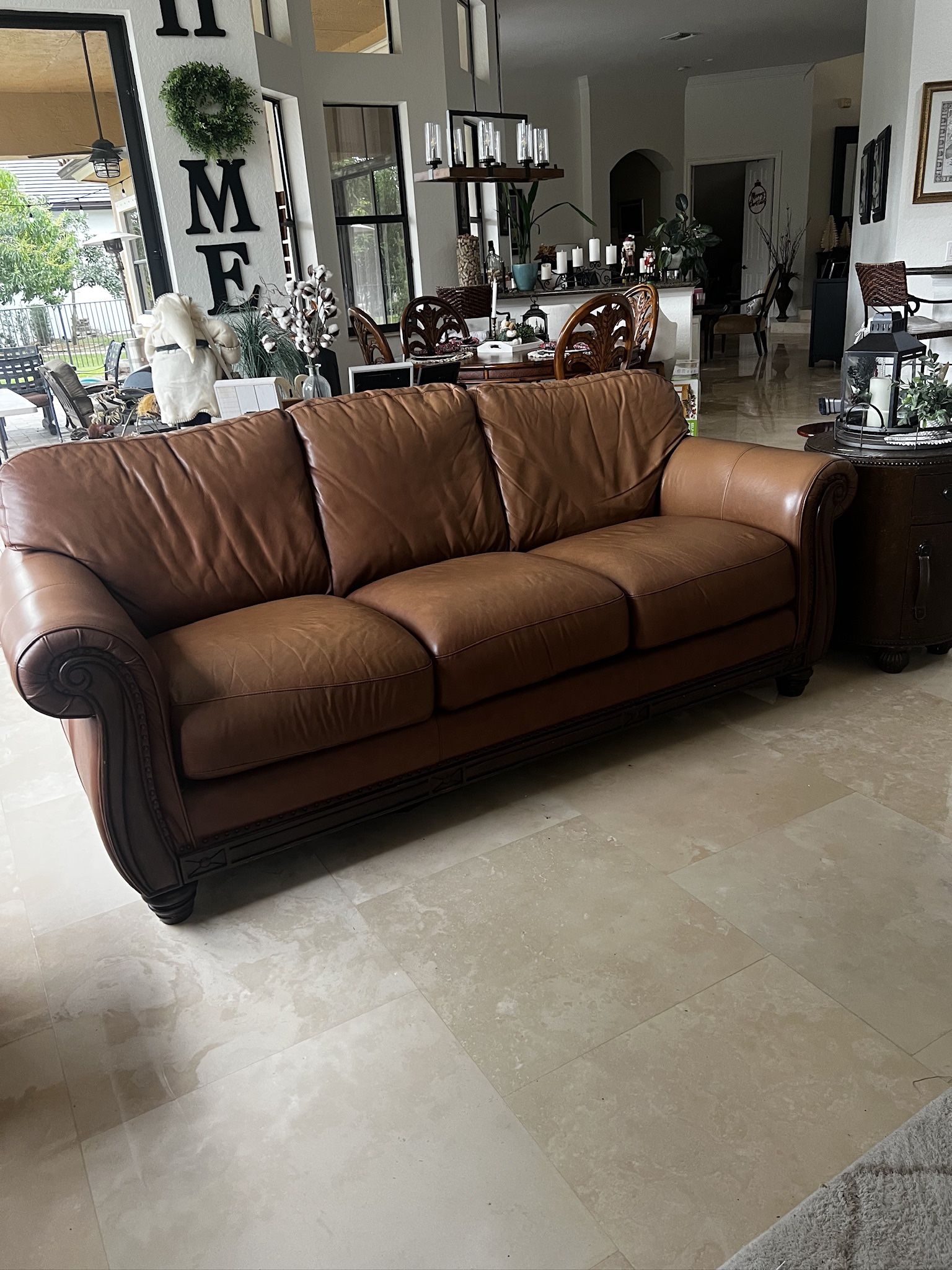 Macys real leather Sofa Loveseat and chair set from Macys