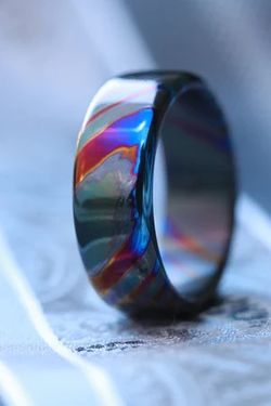 10mm ZrTi ring timascus ring, mokuti ring (polished finish) zirconium titanium