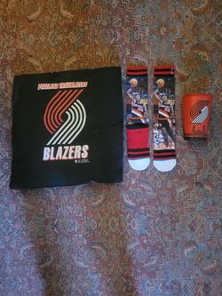 Trailblazers Socks, Pillow, and Cup.