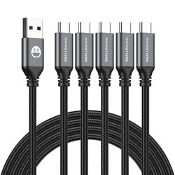 USB Type-C to A Cable 5pack 6ft Braided Fast Charging 3A Quick Charger Cord, 6 Foot Compatible iPhone 16/15,Samsung Galaxy S10 S9 S8 Plus, Note 10 9 8