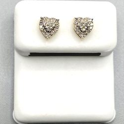 Gold With Diamond Heart Shaped Earrings (0.15 CTW)