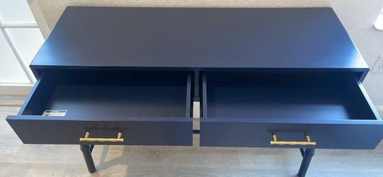 Navy blue entryway console and two canvas matching