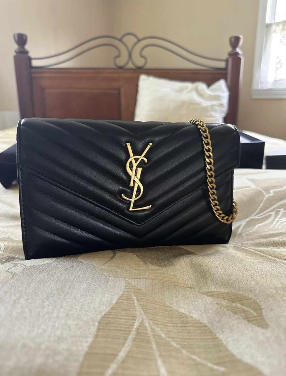 Ysl Yves Saint Laurent Crossbody Bag Smooth Black/gold