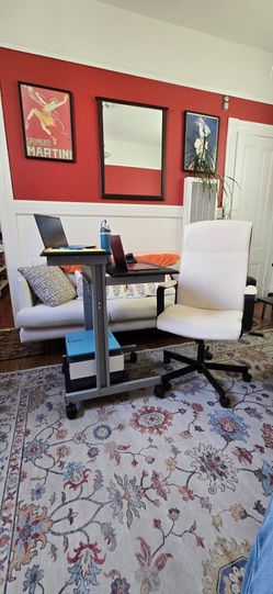 Home Office Set: IKEA Millberget White Chair + Adjustable Rolling Desk