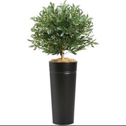 KOL 28" Black Metal Planter with Artificial Olive Tree