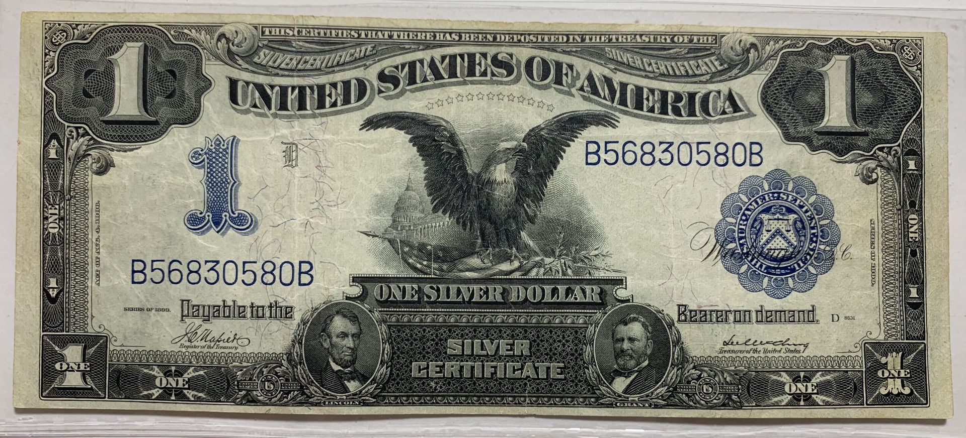 Historic 1899 $1 US Silver Certificate