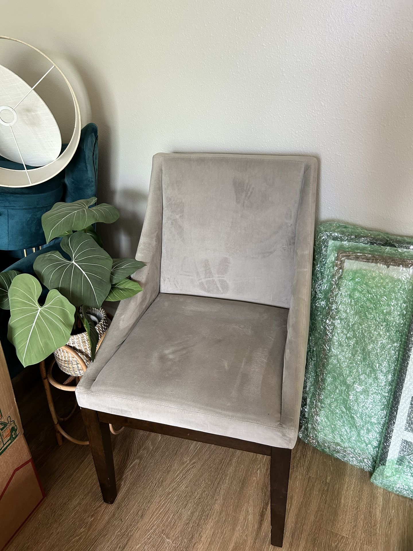 West Elm Grey Velvet Chair