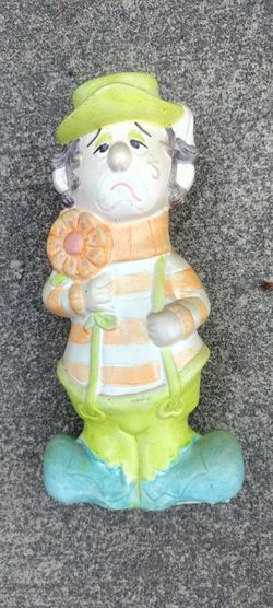 Vintage 1960s chalkware hobo clown coin bank