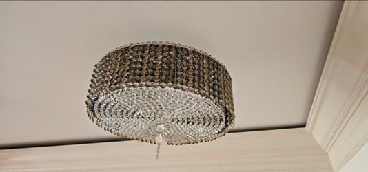 Set of 2 matching crystal ceiling chandeliers