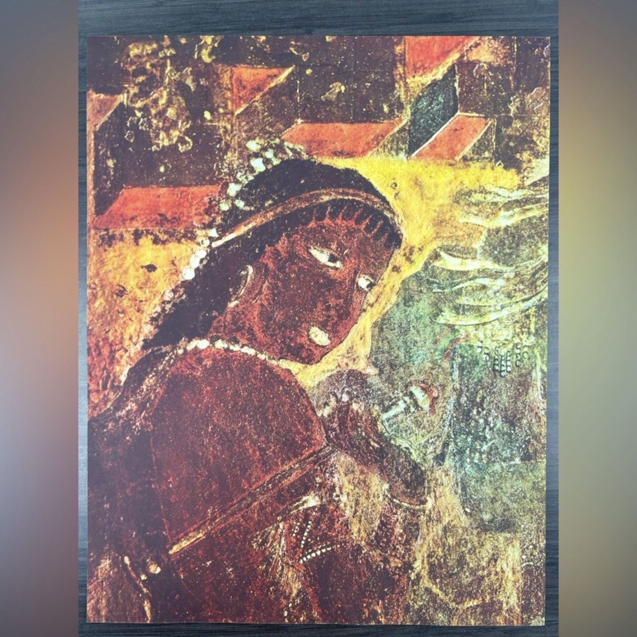 Bath Maid Original Antique Vintage Fine Art INDIA Print Poster Ajanta Caves Wall Painting 1950’s Italy Printed Collectible Collectibles & Art