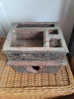 Antique Asian Wooden Betel Nut Box