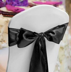 Black Satin Chair Sashes -20