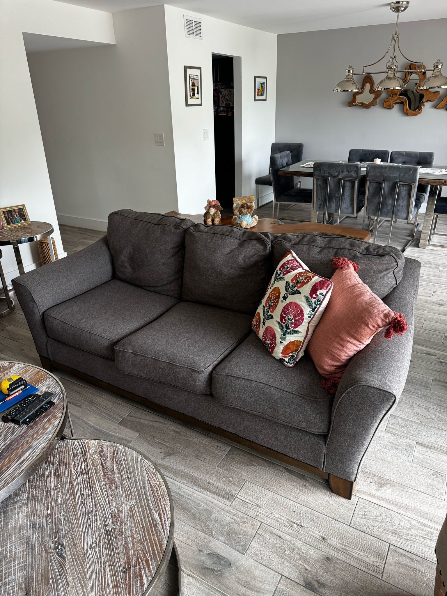 Sofa And Loveseat Set - Brown/Gray Fabric