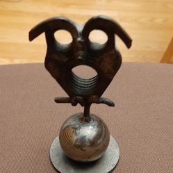 Scrap metal owl sculture