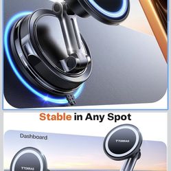 TORRAS 2026 Vacuum for Magsafe Car Mount【98+LBS Strongest Suction & Ultra Magnet】 Magnetic Phone Holders for Your Car, 360° Adjustable Car Phone Holde