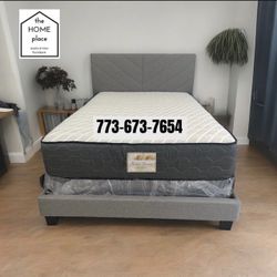 Comfort & Elegant Queen Bed Frame ‼️ Includes Mattress And Box Spring For Only $349 Ready For Delivery Today 🚛 