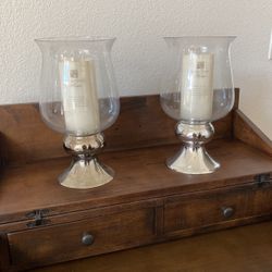 Two Beautiful Silver Glass candle Holders