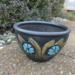 Painted Clay Flower Pot