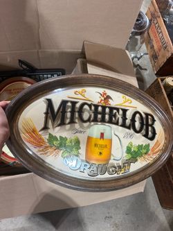 Michelob On Draught Oval Bar Mirror Sign