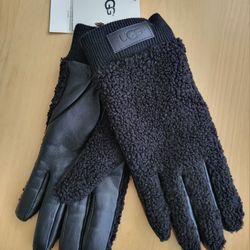 New with tags UGG women's sherpa and leather gloves  L/XL
