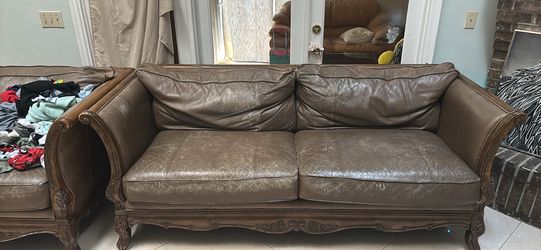 Set of Brown leather sofas