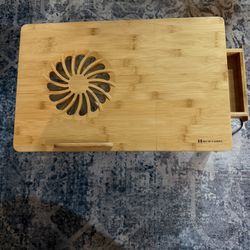 Bamboo Lap Desk With Adjustable Legs, Fan And Drawer 