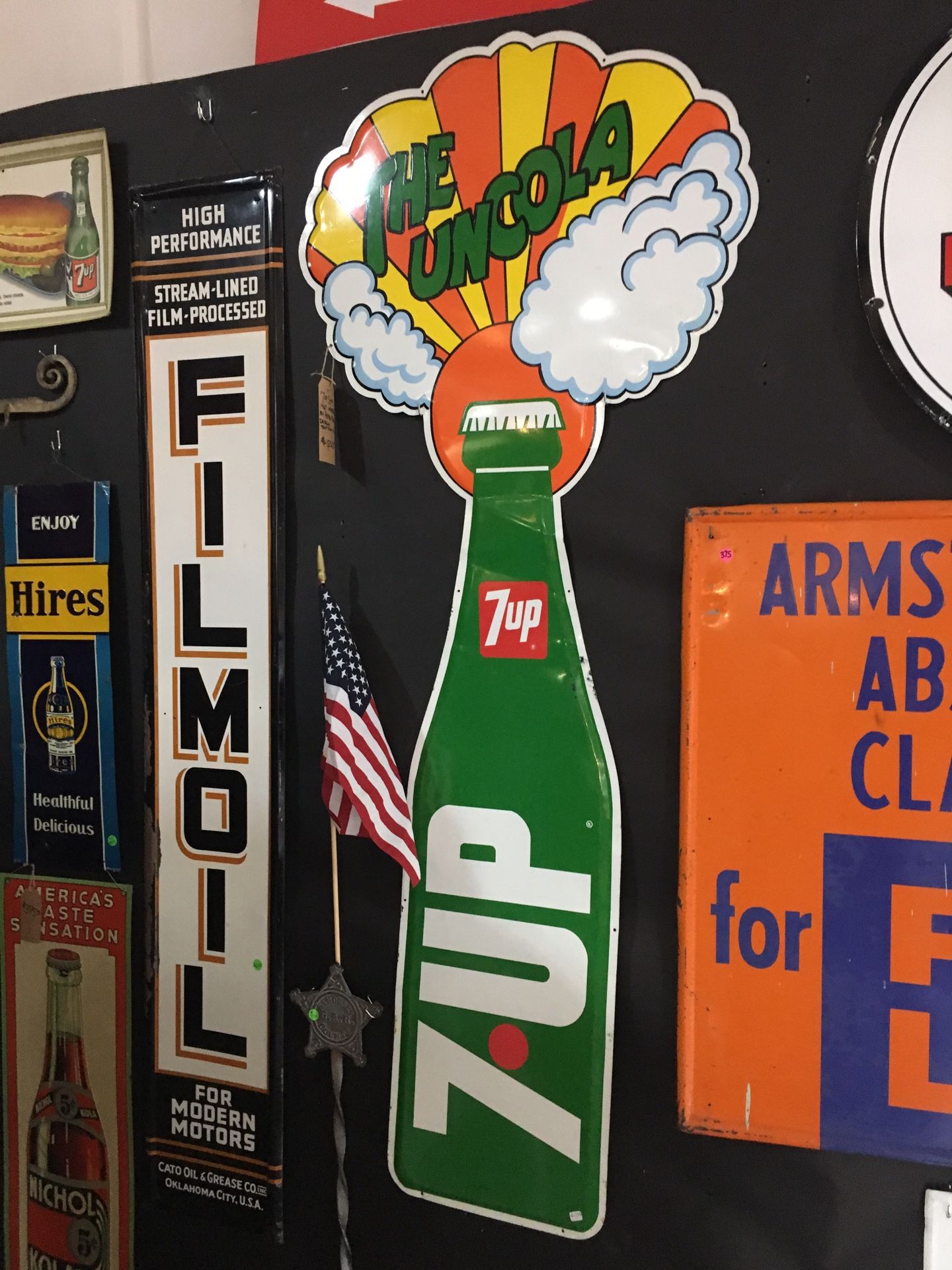 7up metal bottle soda sign THE UNCOLA with Peter max inspired design