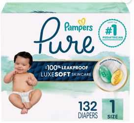 PAMPERS PURE DISPOSABLE DIAPER SIZE 1 / 132 count