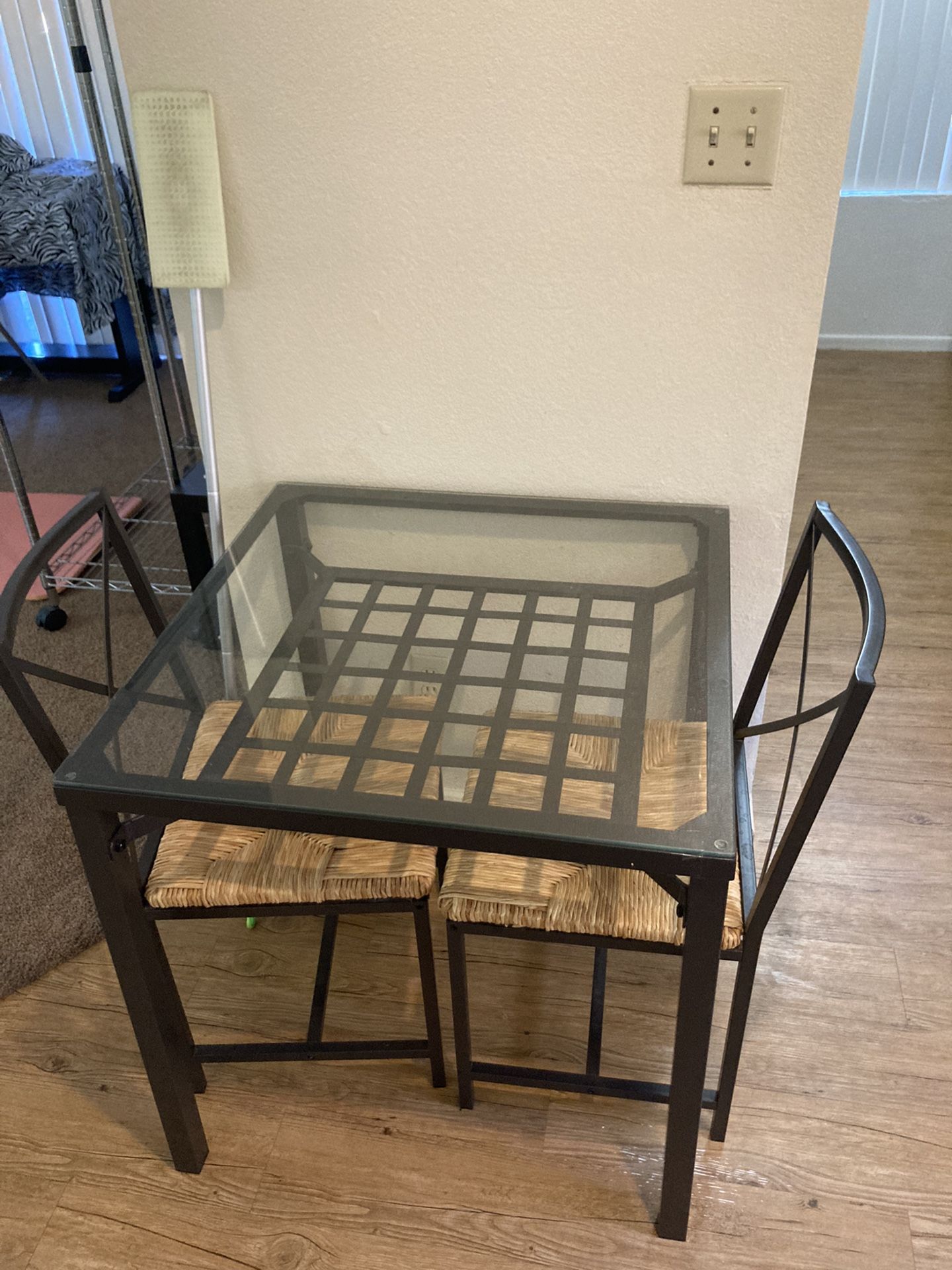 Glass Dining Table With Two Chairs