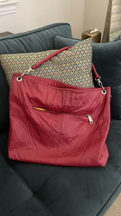 Large Red Leather Purse Handbag 