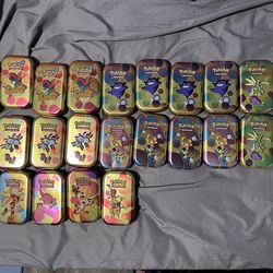 [EMPTY/NOPACKS] Pokemon 151 Tin lot w/ Tokens and stat cards.