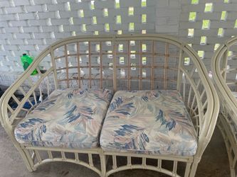 Rattan Loveseat with Cushions